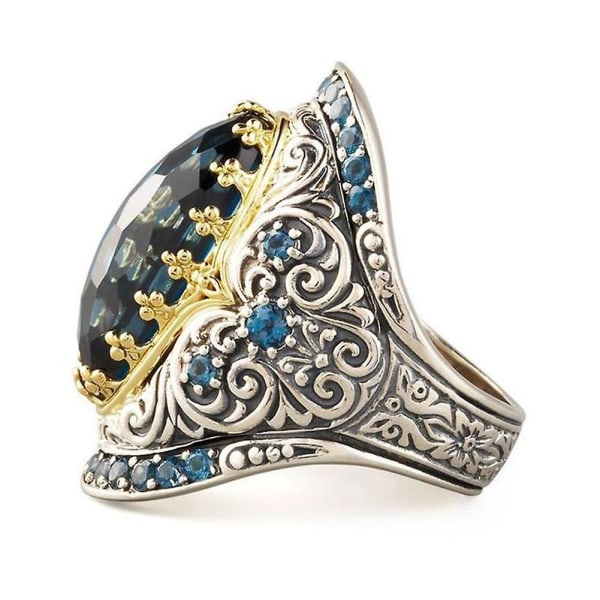 Klassisk snidning Oval Cubic Zircon Lyx Party Man Kvinna Smycken Finger Ring US 6