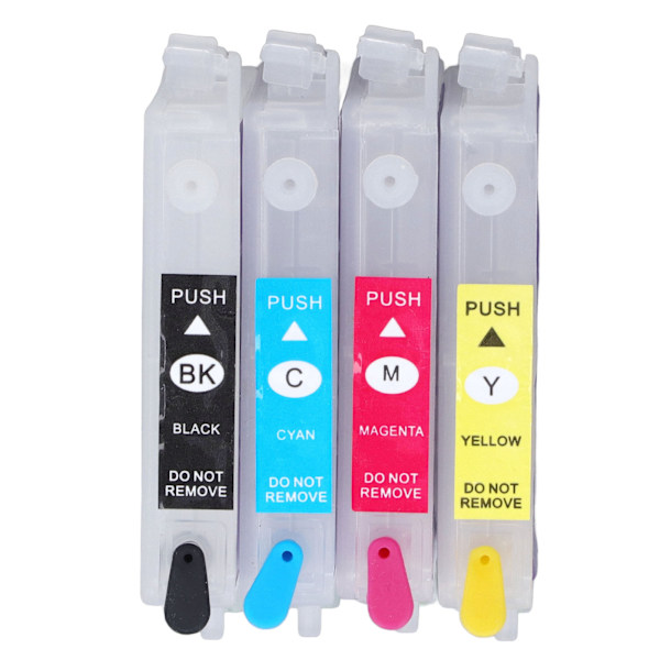4 stk. genanvendelige printerpatroner med permanent chip i 4 farver sort, cyan, magenta, gul T0561 T0562 T0563 T0564