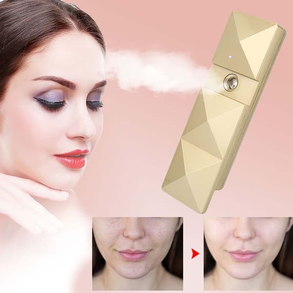 Bærbar USB Nano Handy Mist Spray Ansiktshydrering Atomizer Gull
