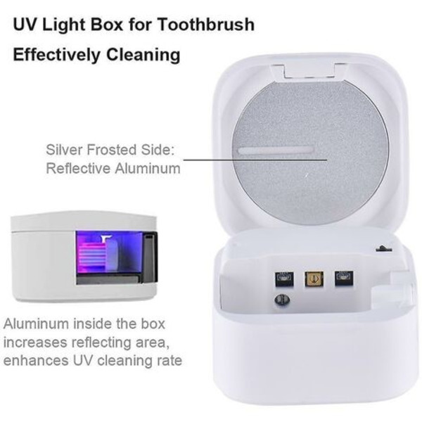 Vit LED Bärbar UV-tandborstedesinfektionslåda