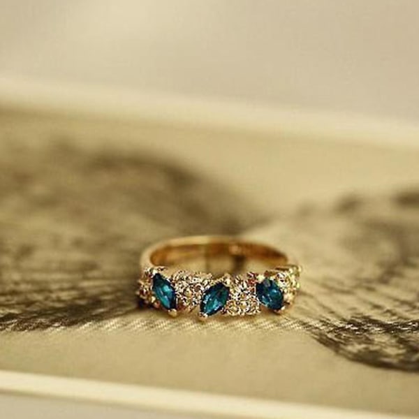 Vintage Kvinder Emerald Cubic Zirconia indlagt fingerring bryllup smykker gave Silver