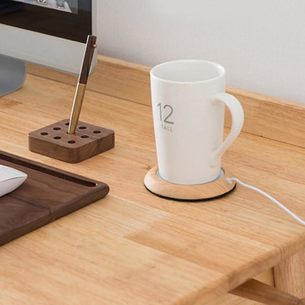 USB Beverage Warmers Pad Bärbar kaffe-te-värmare Light wood