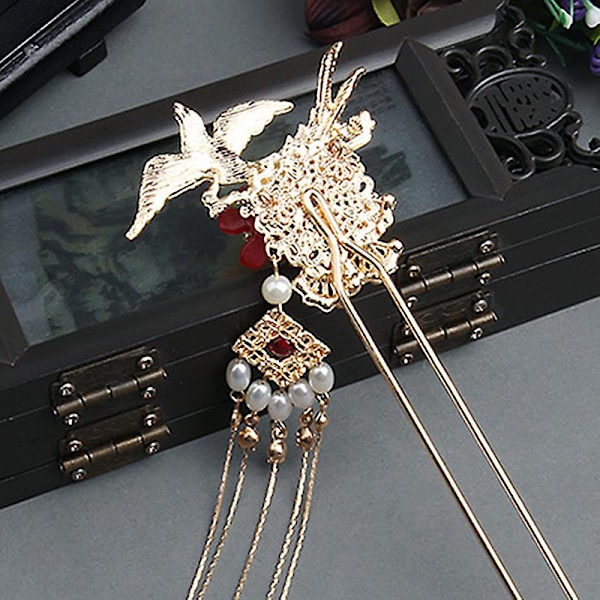 2021 New Hanfu hårnål Daily Wear Pearl Decor Step Shake Flower Shake Lång tofs hårtillbehör