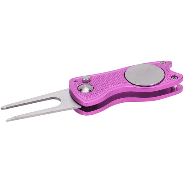 Magnetisk Pink Knap Golf Green Fork Rustfrit Stål Divot Reparationsværktøj
