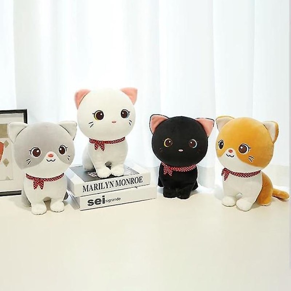Tecknad katt plyschdocka Söt uppstoppad kattunge Rag Toy Elastisk mjuk soffkudde A Grey Cat