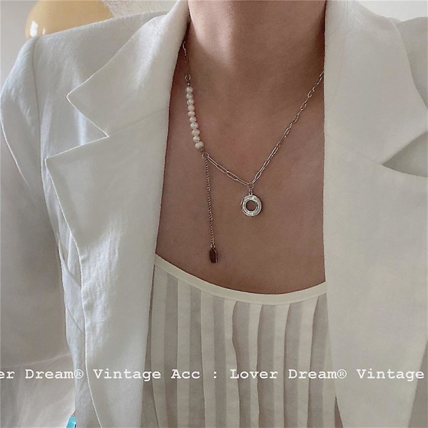 Halsband Pearl Geometry Stud Choker Modesmycken Ac1551