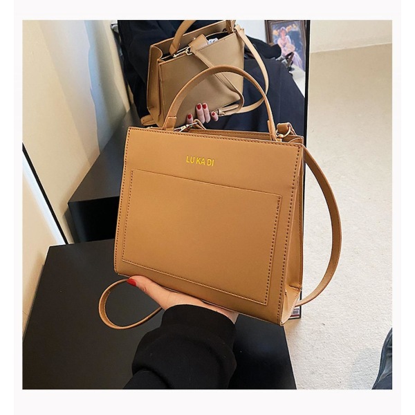Pu Läder Damväska Trend Liten Mode Lyx Handväska Kvinna Kvinna Nya Handväskor Messenger Khaki)