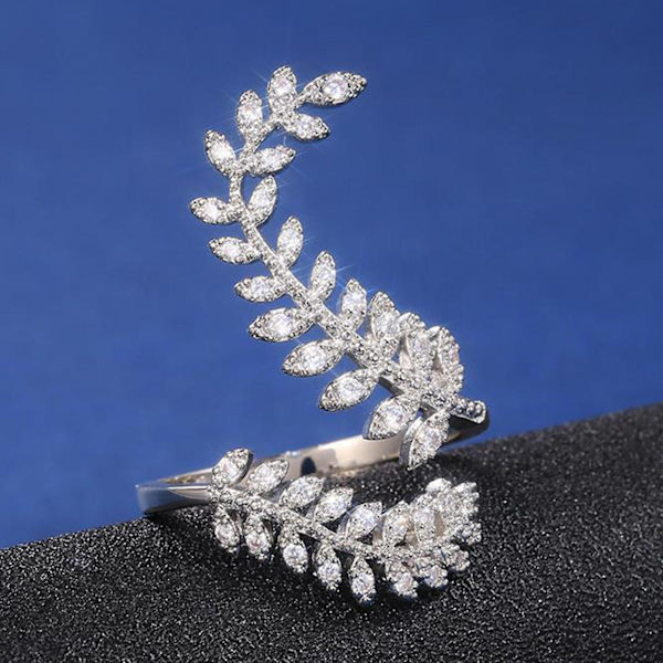 Knuckle Ring Silver Färg Graciös öppning Bladform Justerbar Bröllop Finger Ring Gift