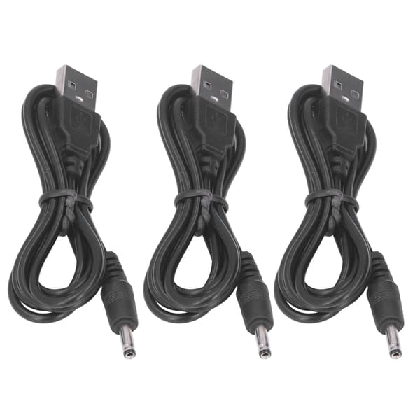 3-pak USB-strømkabel 3,5x1,35 mm DC 5V til ventilator, telefon, højttaler