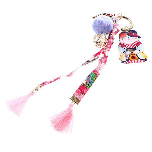 1 stk japansk stil nøglering håndlavet broderet blomst kattetaske vedhæng