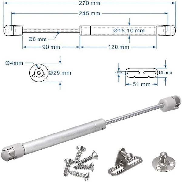 4 gasfjädrar Pneumatisk arm Hydraulisk köksmöbellyft för möbelskåpdörrlyft (120n)