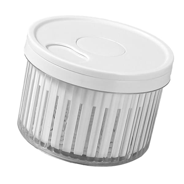 Rund Förvaringsbehållare i Plast för Grönsaker Multifunktionell Salladslöksförvaring Vit