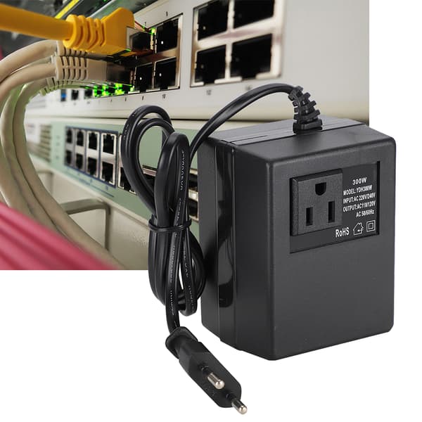 300W Strømtransformator Spenningsomformer AC 220V til 110V EU Pluggadapter