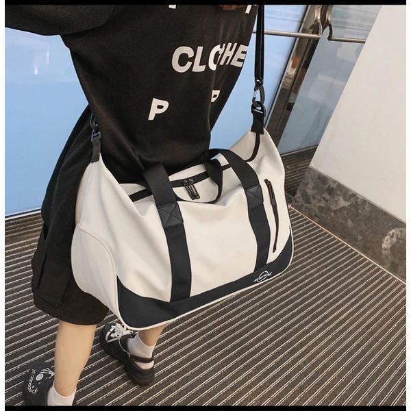 Simpel håndtaske med stor kapacitet Sport vandtæt tør og våd separation Fitness taske, kortdistance rejsetaske hvid