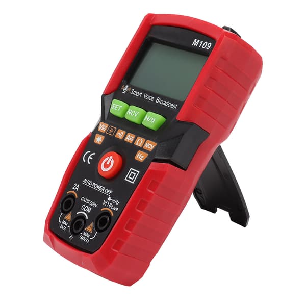 Digitalt Multimeter Stemmeudsendelse Lommelygte Baggrundsbelyst Display Auto Bærbar NCV DC AC Voltmeter Amperemeter Rød