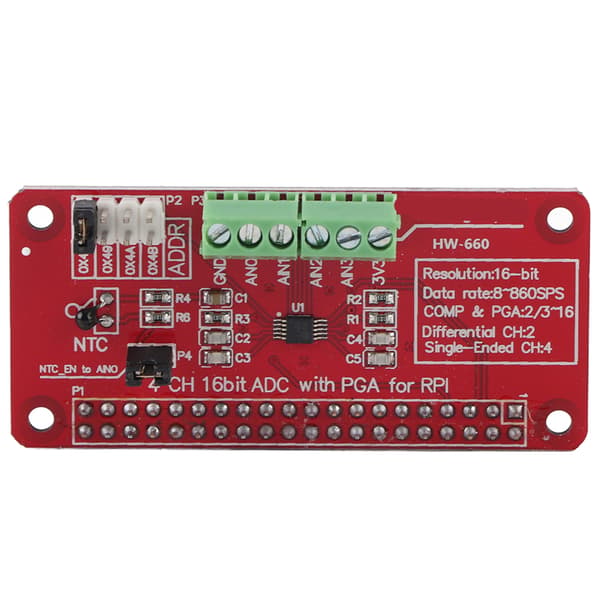 Raspberry Pi 3 2 B Plus 16 Bit ADC Analoginen-digitaalimuunninmoduuli