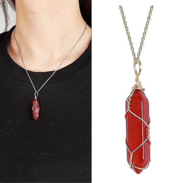 Karneol halsband Kristallröd agat hänge smycken dekoration presenter för kvinnor Black