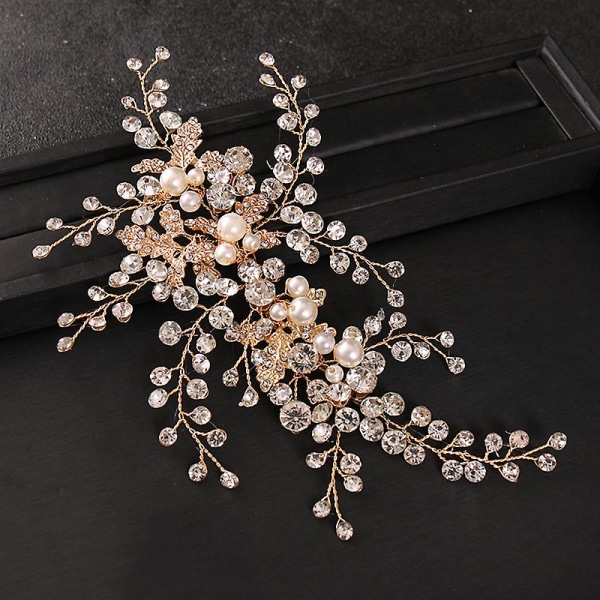 Leaf Wedding Hair Vines Helmimetalliseos morsiamen hiustarvikkeet Pearl Hair Piece -hiuspanta naisille ja