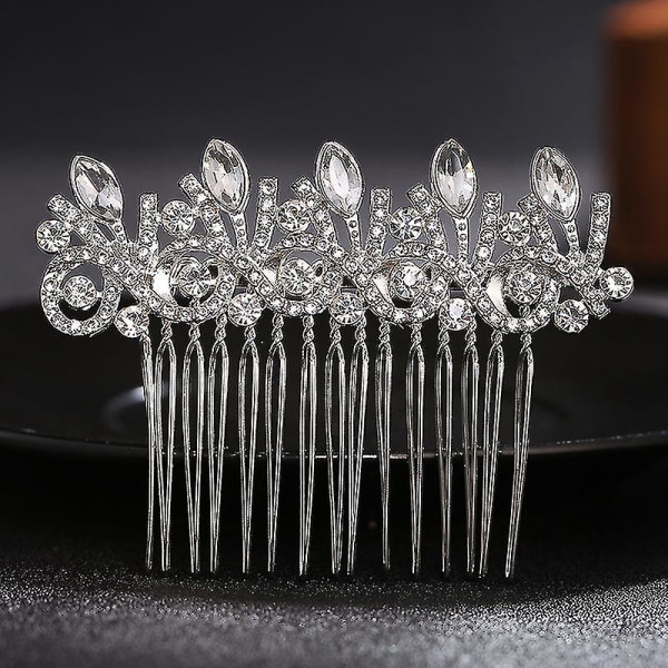 Strassikivi sivukampa metalliseos hiuskoristeet antiikin tyyliin morsiamen hiuskappaleet hiustarvikkeet naisille Silver
