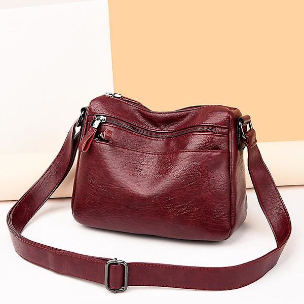 Crossbody-väskor för kvinnor Mjuka Pu-läderväskor och handväskor Multi Axelväska Mors Dag Present Claret)