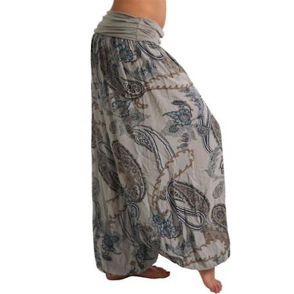 Boho lösa yogabyxor för kvinnor Gray S