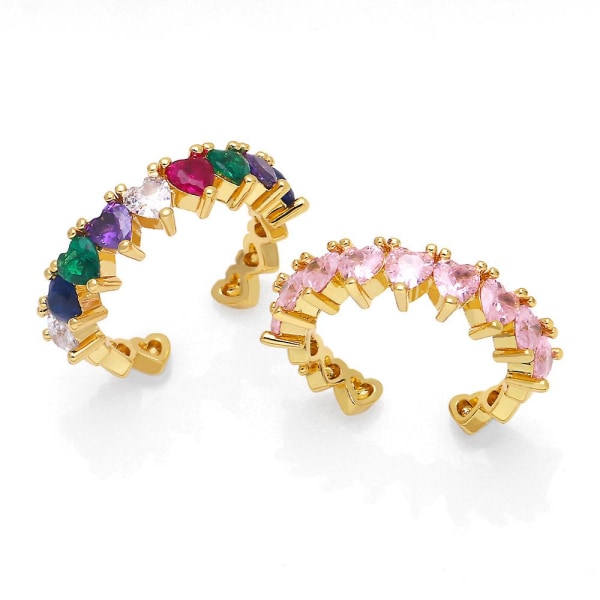 Ring Vintage Zircon Heart Stud Modesmycken Ac8517 Pink