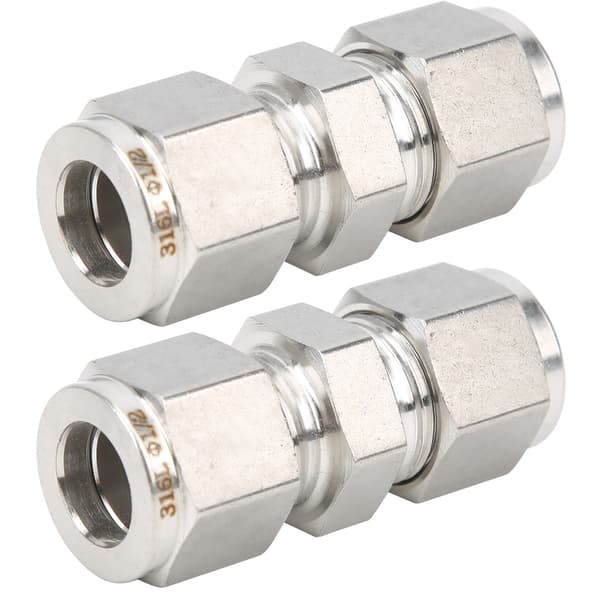 316 rustfrit stål dobbelt ferrule rørkompressionsfitting lige adapter til 1/2 tomme rør