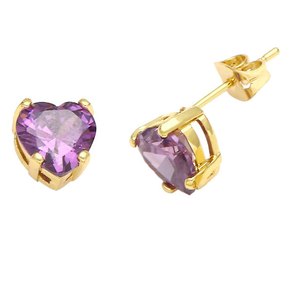 Örhängen Vintage Zircon Heart Stud Modesmycken Ac8858 purple