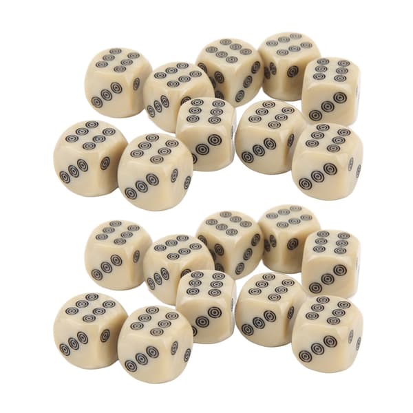 20 stk. 16 mm Hvite Perleterninger med Sirkelprikker Brettspill Matteundervisning