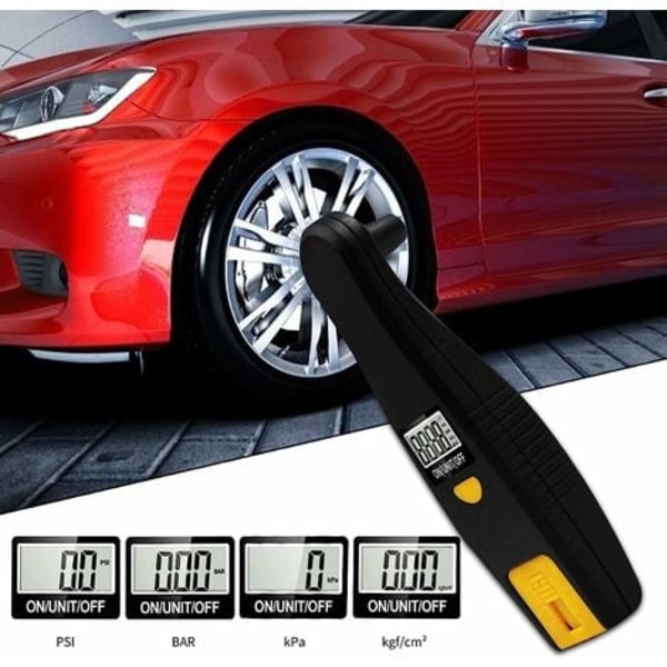 Digital däcktrycksmätare - Digital däcktrycksmätare för bilar 100 PSI 4 Inställningar | 2 i 1 däcktrycksmätare med bakgrundsbelyst LCD-display Mätare från