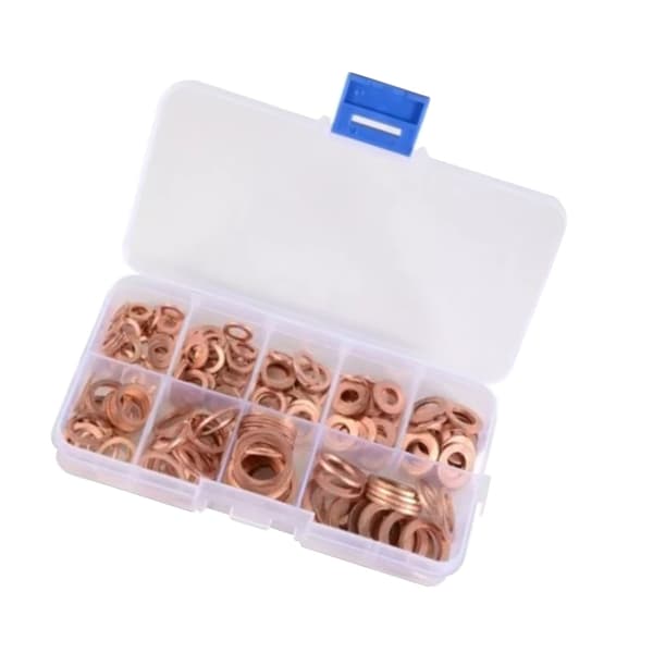 200 st platta brickor M5 M6 M8 M10 M12 M14 koppartätningsringar packningssortimentssats