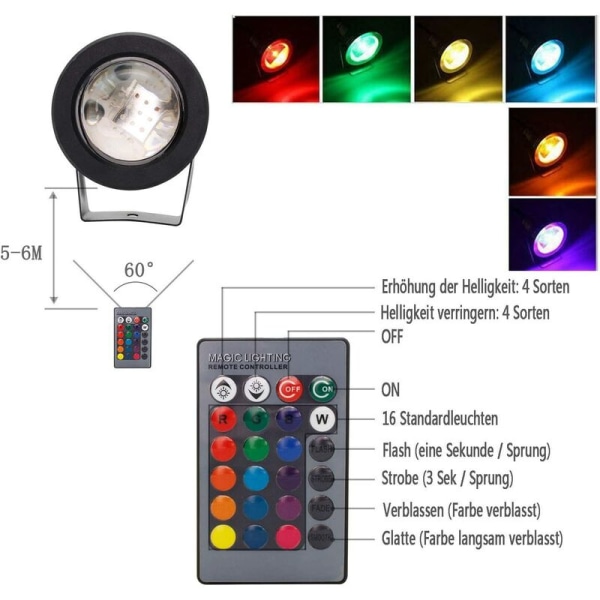 Svart skal flygplansspegel RGB undervattensljus färgglada akvarieljus led fontänljus trädgårdstrappor, för inomhus