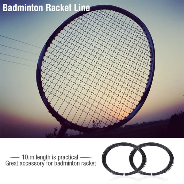Slitstark nylon badmintonracket stränglinje (svart, 10m)