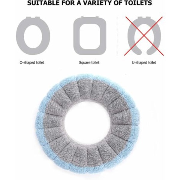 WC-istuimen cover, ylellinen tikattu fleece-vahvistettu kiinnitysrengas, universal istuvuus, konepestävä