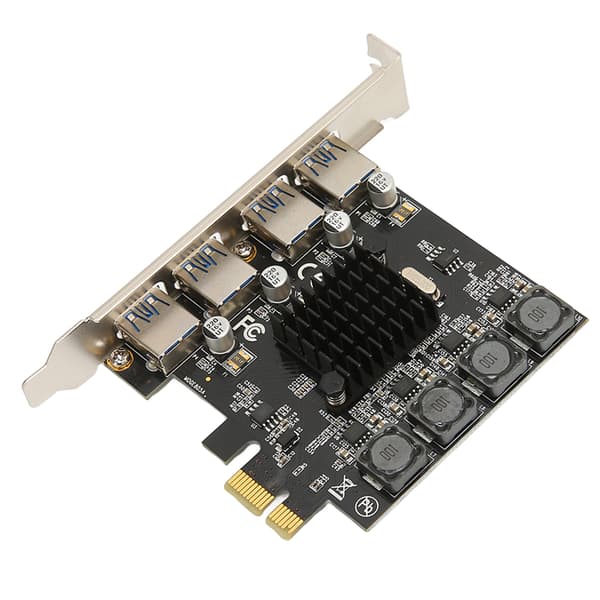 PCIe till USB 3.0 expansionskort 4 portar 5 Gbps höghastighets självdriven hubb för Windows Linux