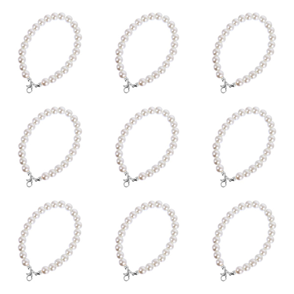 9 stk håndlavet perle nøglering tilbehør diy nøglering ornament White
