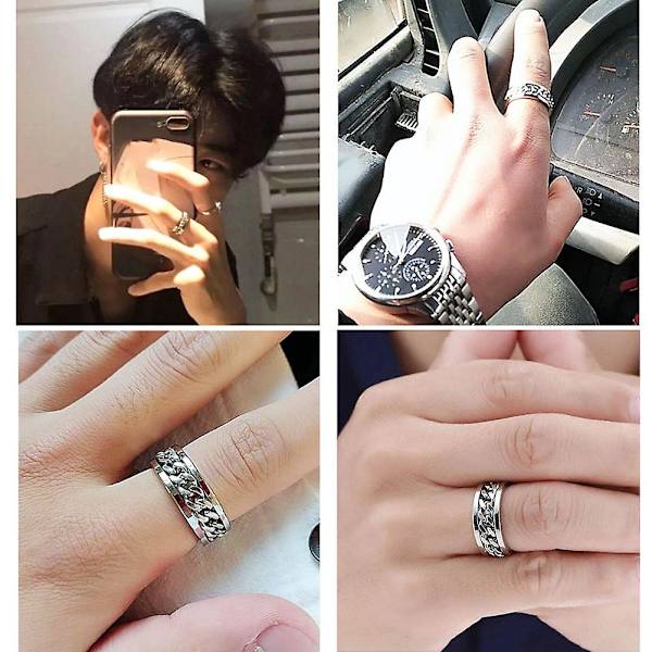 Rustfrit stål øl flaskeåbner Roterbar kæde finger ring smykke bar værktøj Black US 6