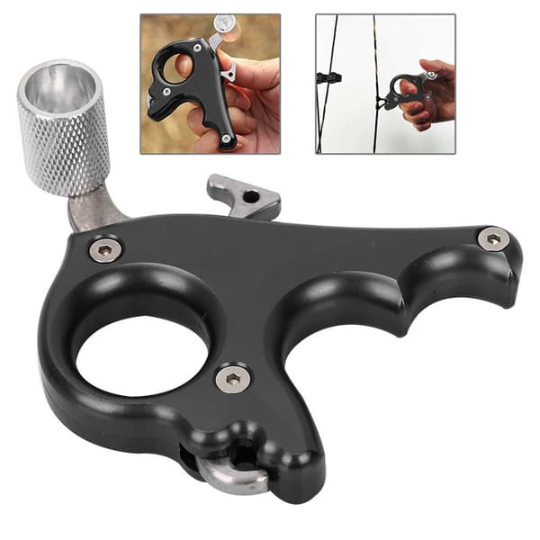 Bueudslættelsehjælpemidler til bueskydning 3-fingers greb Tommel Caliper Trigger til Compound Bow Tilbehør (Sort)