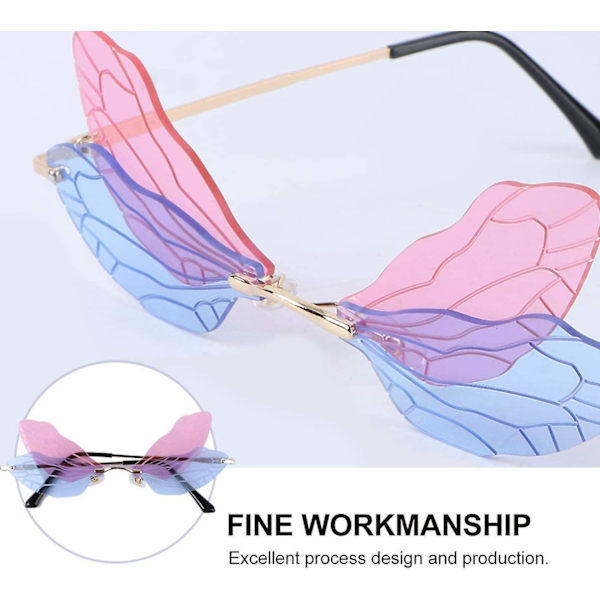 Glas Dragonfly Wings Kamouflage-dräkt Roliga glasögon (övre lila & nedre blå)