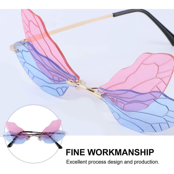 Glass Dragonfly Wings -naamiointiasu, hauskat lasit (ylempi purppura ja alasininen)