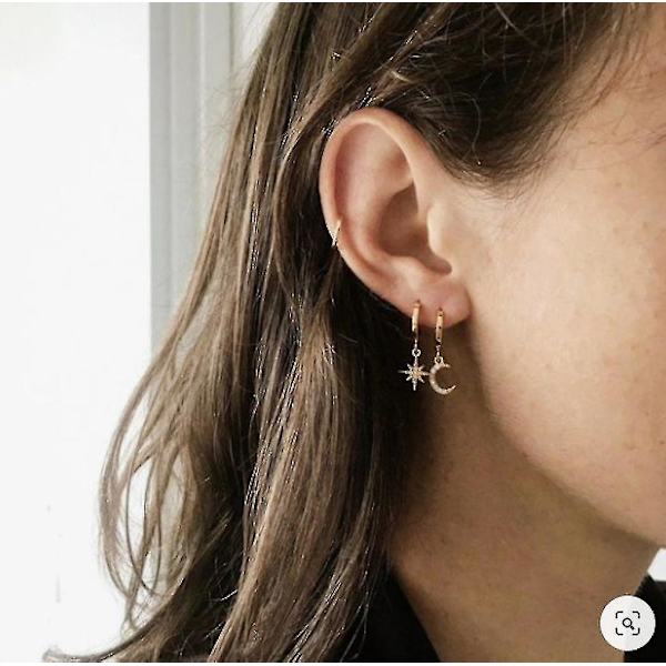 øreclips Asymmetrisk Star Moon Ear Legering Guld øreringe til bryllup