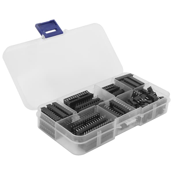 66 stk. IC-chip-sokkel flat pin DIP integrerte kretskomponenter sortimentssett 2,54 mm