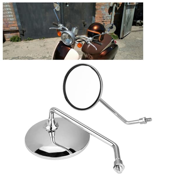 10mm Runda Silver Motorcykel Sidospeglar Vänster Höger 2st Set