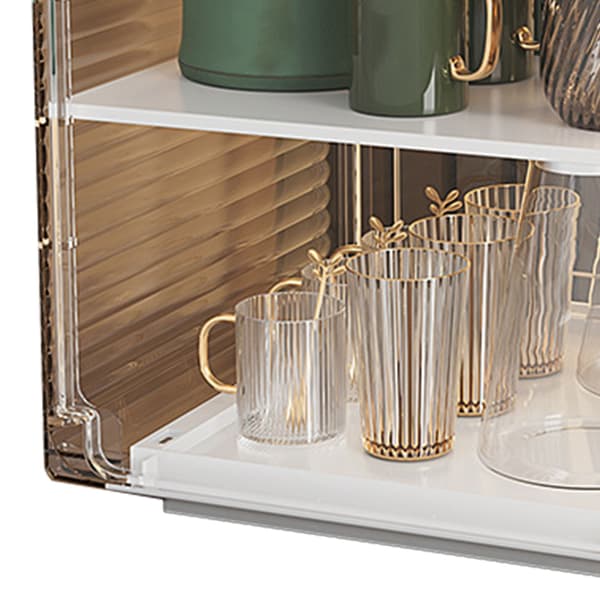 Koppförvaringsställ Dammtätt Stapelbar Plast Klar Organizer Box Skrivbordsskåp Medium Vit