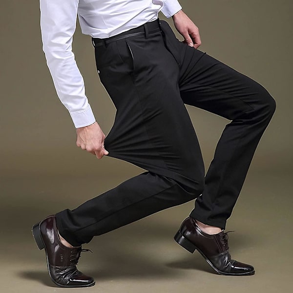 Miesten casual korkeavyötäröiset joustavat housut Black 35