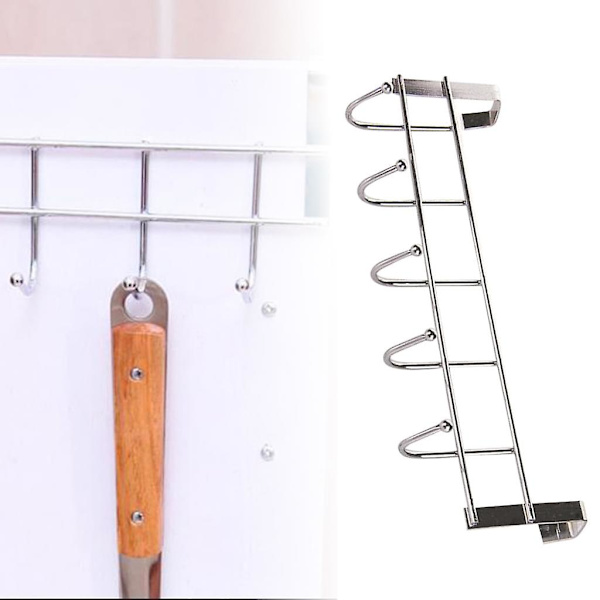 Rustfrit stål køkken- og dørstativ Stativ Skab Knagerække Krogstativ Badeværelse 25 * 9 cm