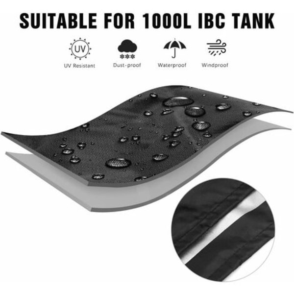 IBC Tank Cover Presenning til 1000L IBC Container, 116 x 100 x 120 cm Vand Tank Cover Anti-UV Regnfast (Sort) Fonepro
