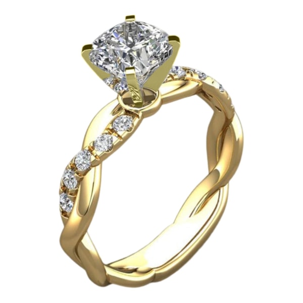 Vigselring vriden gnistrande high-end Big Rhinestone Knuckle Circlet kvinnliga smycken Golden US 7