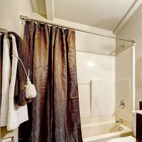 6 stycken Ingen borrning Installation självhäftande väggmonterad duschstångshållare, självhäftande stavfäste, ingen borrning, transparent (inklusive dusch C