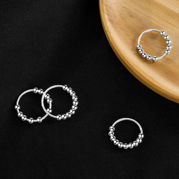 Fingerring Charmerende roterende perler indretning Minimalistisk poleret bryllup indretning båndring til daglig brug Silver B